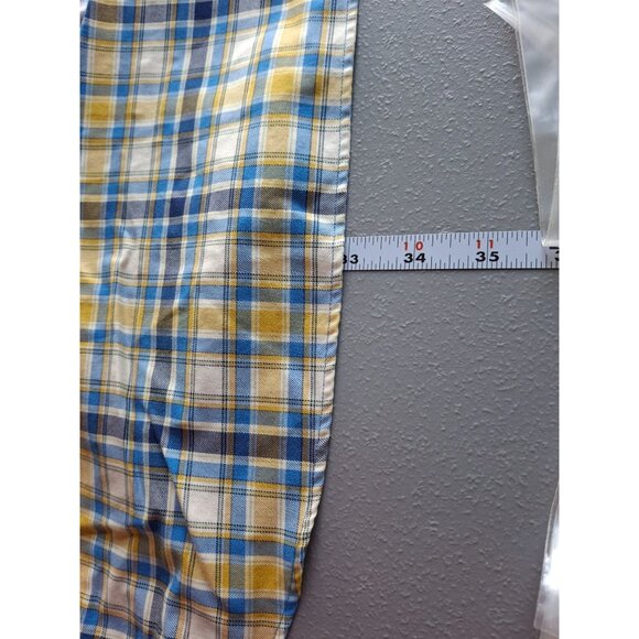 Cabelas Mens Button Up Shirt 3XLT Yellow Blue Plaid Short Sleeve Preppy Office - Picture 5 of 5